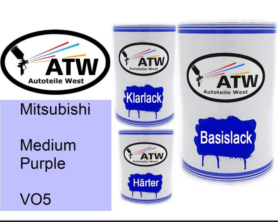 Mitsubishi, Medium Purple, VO5: 500ml Lackdose + 500ml Klarlack + 250ml Härter - Set, von ATW Autoteile West.